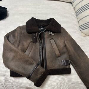 Zara Dark Brown Shearling Jacket